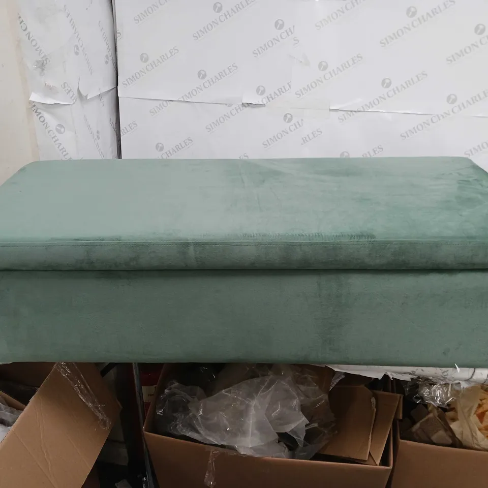 ALISON CORK VELVET STORAGE OTTOMAN - SAGE GREEN 