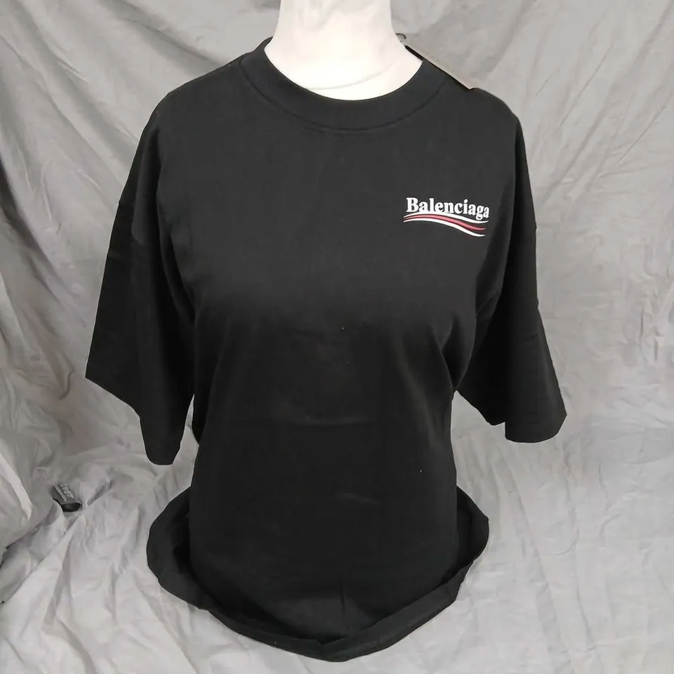 BALENCIAGA BLACK LOGO T-SHIRT SIZE M