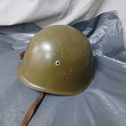 WORLD WAR II ERA HELMET WITH LEATHER LINER