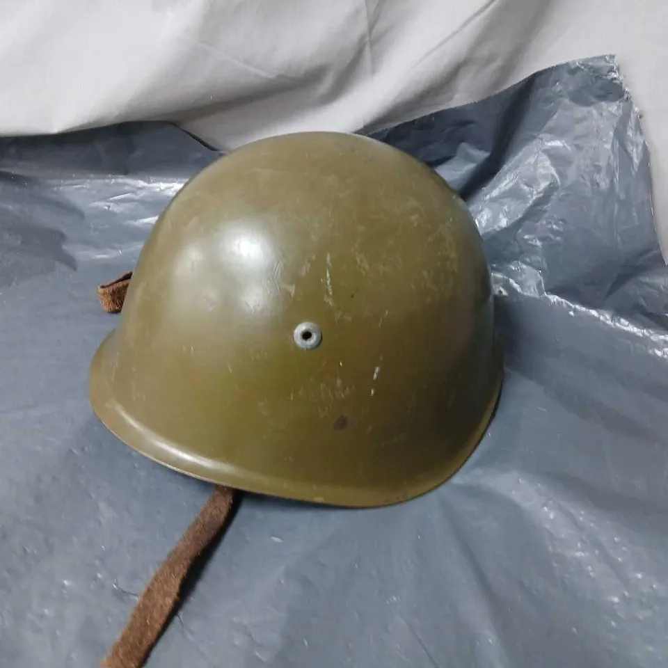 WORLD WAR II ERA HELMET WITH LEATHER LINER