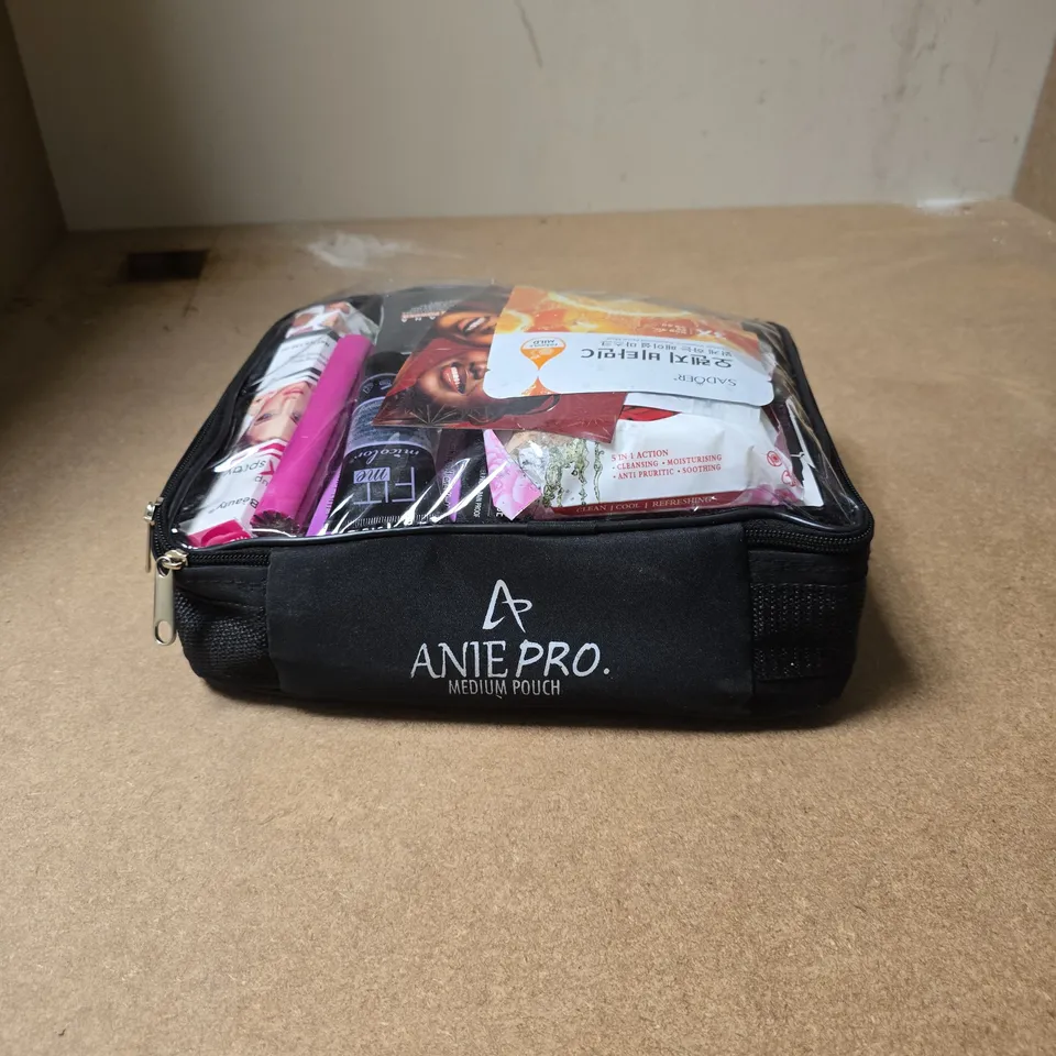 ANIE PRO MEDIUM POUCH AASORTED COSMETICS IN BLACK CASE 