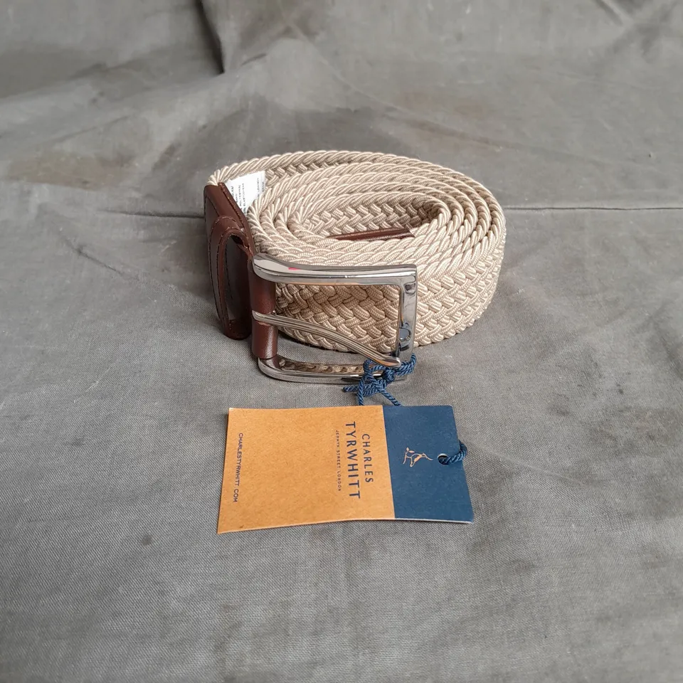 CHARLES TYRWHITT STRETCH CASUAL BELT IN STONE