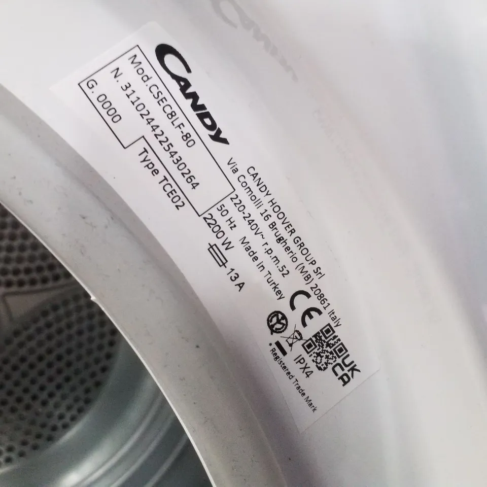 CANDY SMART 8KG CONDENSER TUMBLE DRYER WHITE CSEC8LF