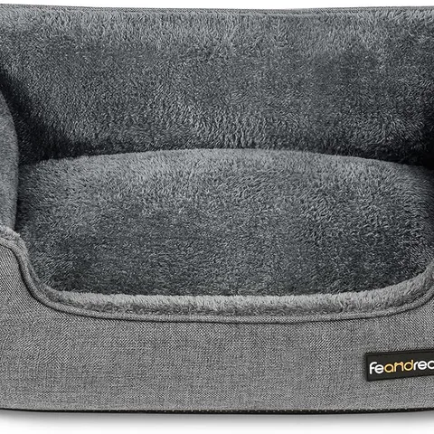 BOXED FEANDREA DOG SOFA BED WITH RAISED EDGES, NON-SLIP BOTTOM, REMOVABLE WASHABLE COVER, 70 X 55 X 21 CM, LIGHT GREY PGW10GG