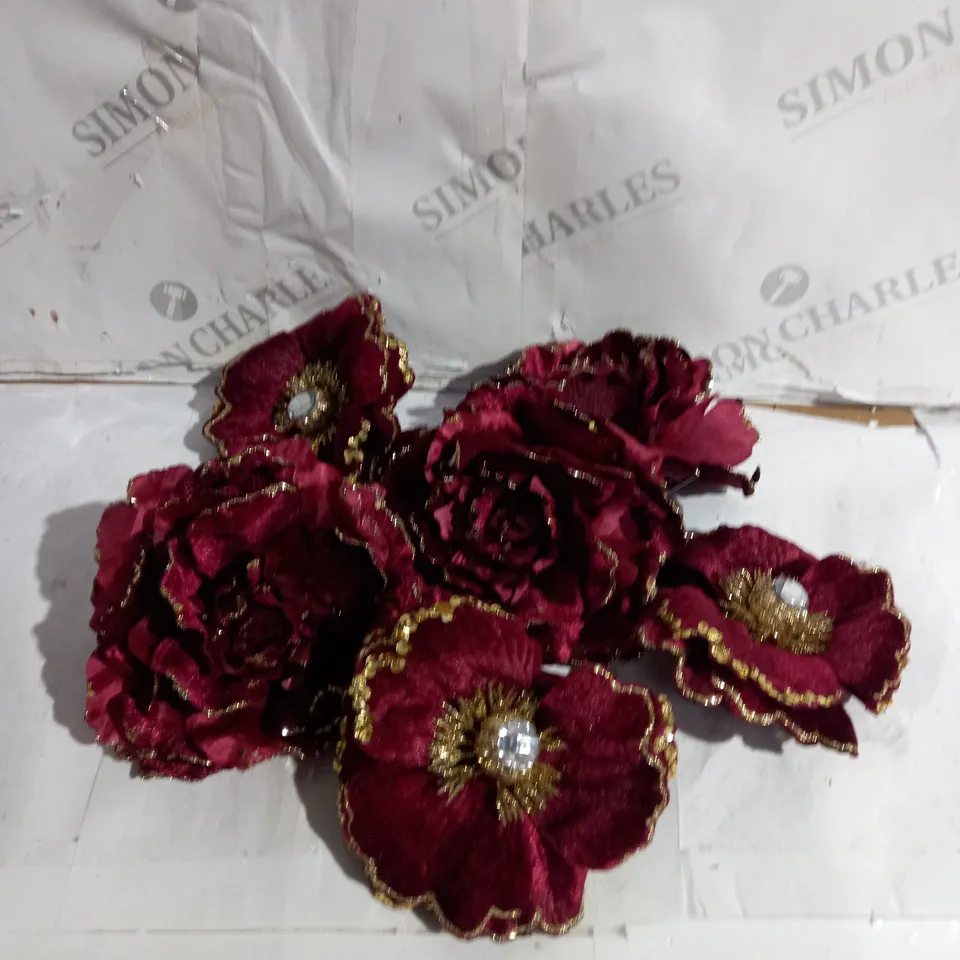 LISON CORK SET OF 6 GLITTER CLIP ON FLOWERS