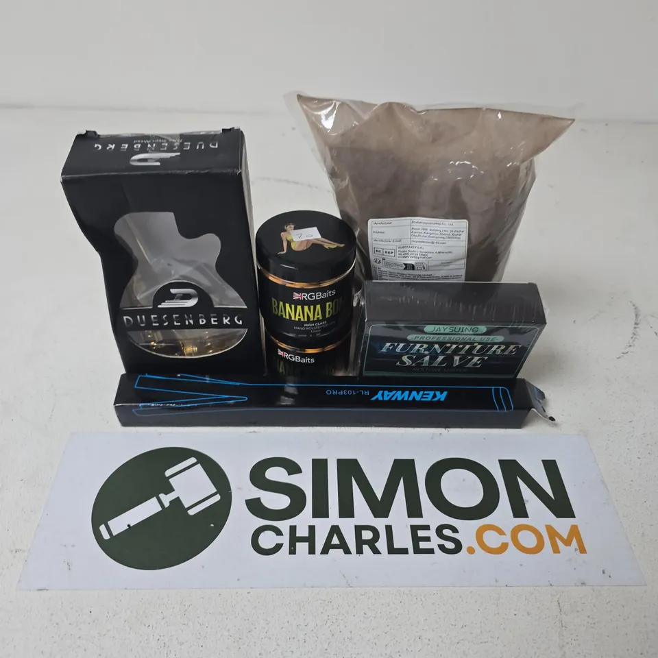 APPROXIMATELY 12 ASSORTED HOUSEHOLD ITEMS TO INCLUDE FURNITURE SALVE, RGBAITS BANANA BOMB, HEAD CUP REMOVER, ETC 