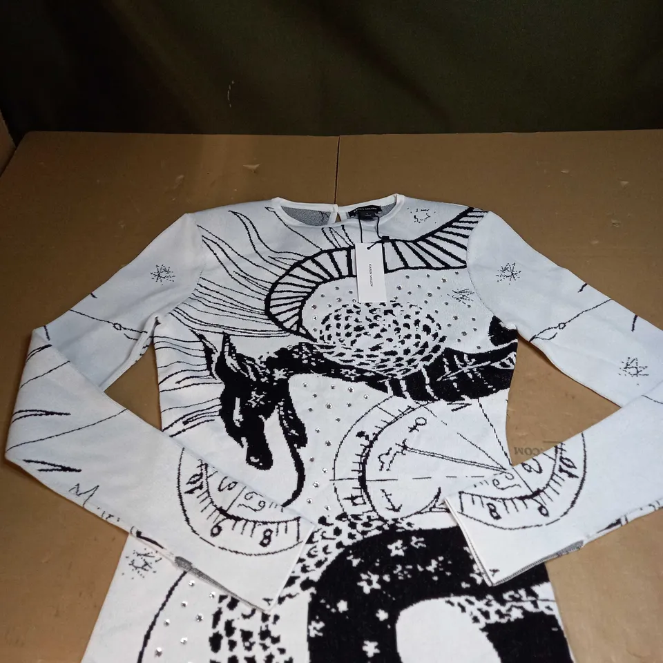 KAREN MILLEN CELESTIAL SNAKE BRITISH KNIT TOP SIZE S