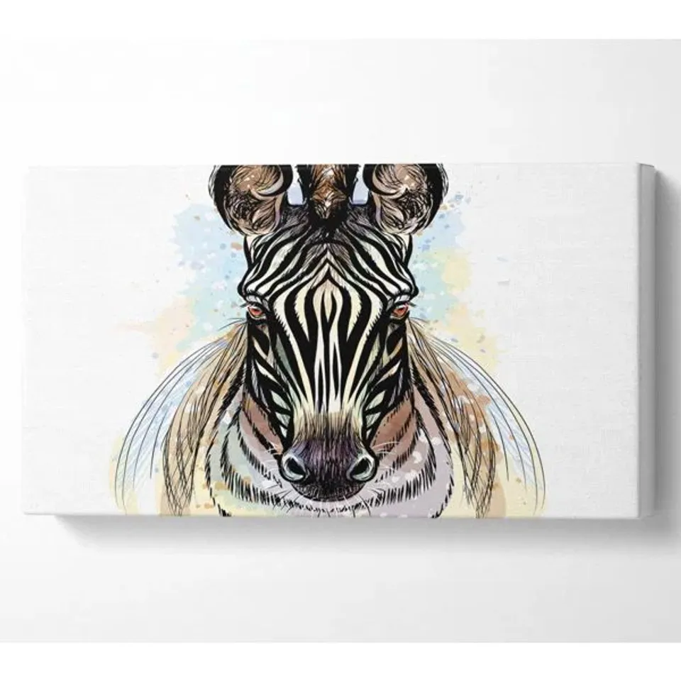 BOXED ZEBRA HEAD - WRAPPED CANVAS GRAPHIC ART