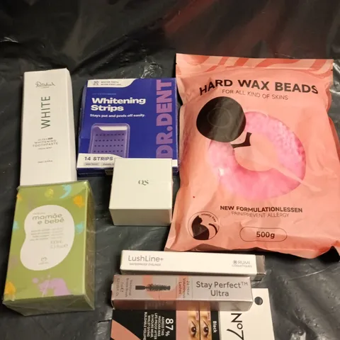 APPROXIMATELY 15 ASSORTED HEALTH & BEAUTY PRODUCTS TO INCLUDE WAX BEADS, TEETH WHITENING STRIPS, STAY PERFECT MASCARA ETC 
