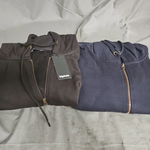 BIGDUDE X2 HOODED ZIP UP JACKETS IN BLACK/NAVY SIZE 5XL