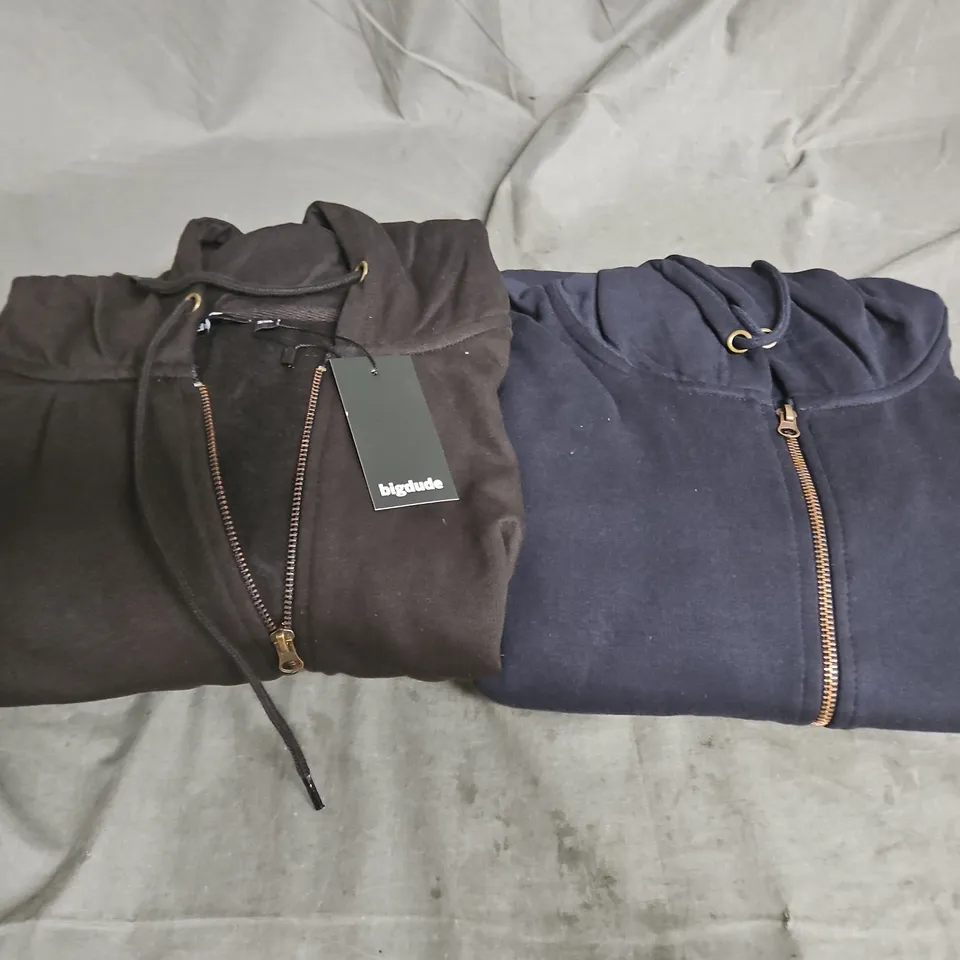 BIGDUDE X2 HOODED ZIP UP JACKETS IN BLACK/NAVY SIZE 5XL