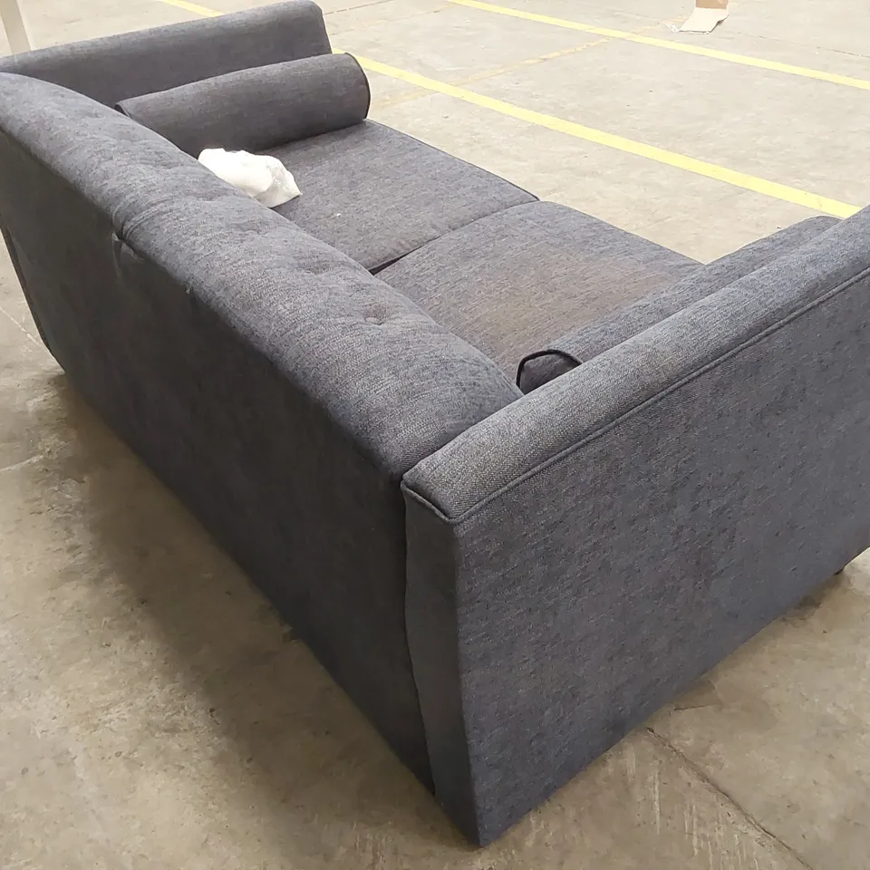 QUALITY DESIGNER 3 SEATER FABRIC UPHOLSTERED SOFA BED - BLUE 