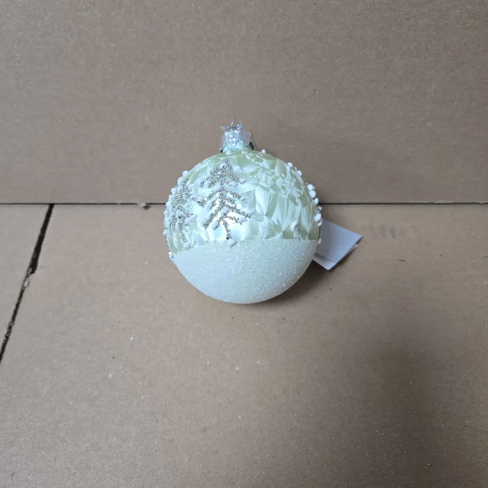 BOX OF 12 X GISELA GRAHAM GLITTERY GREEN CHRISTMAS HANGING DECORATIONS 