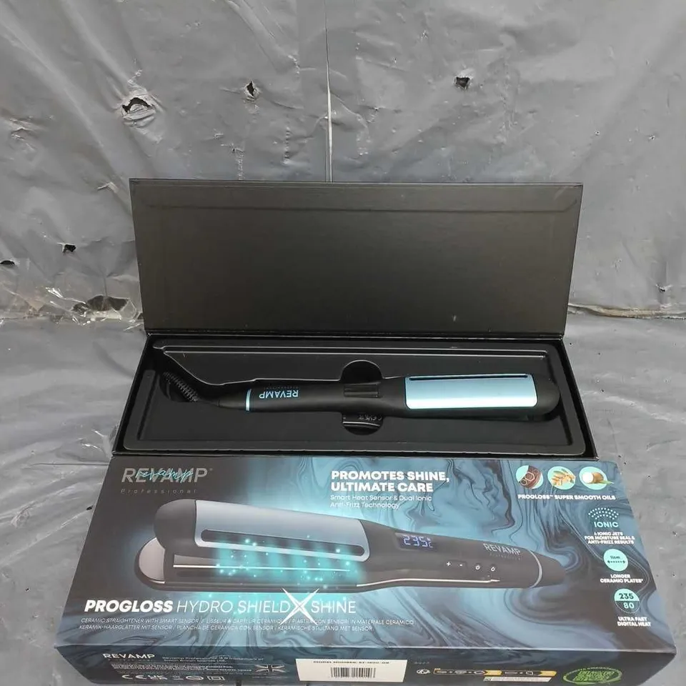 REVAMP PROGLOSS HYDRO SHIELD SHINE CERAMIC HAIR STRAIGHTENER RRP £119.99