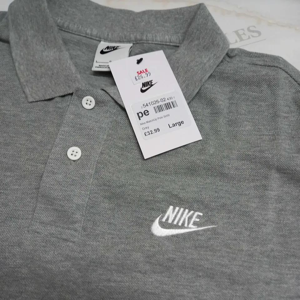 NIKE GREY POLO SHIRT - LARGE