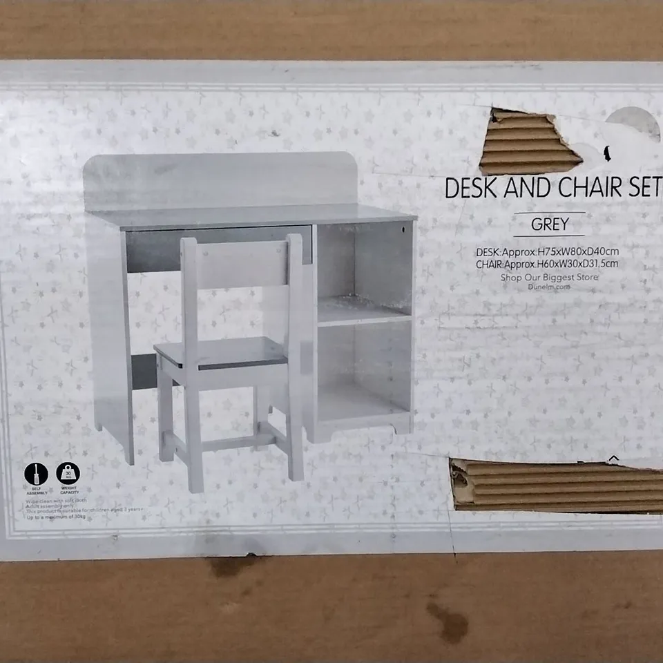 BOXED DESK AND CHAIR SET GREY H75XW80XD40CM