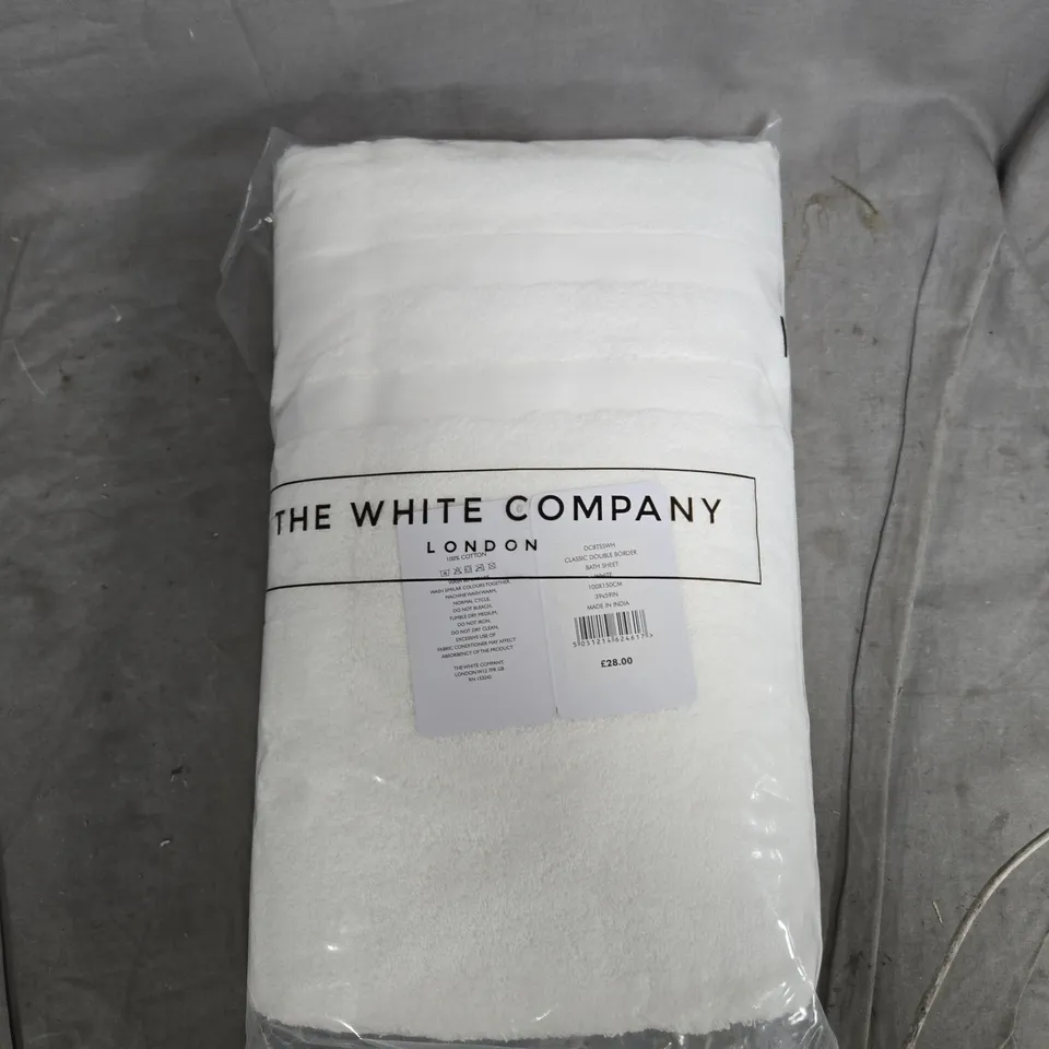 THE WHITE COMPANY BATH SHEET – CLASSIC DOUBLE BORDER, WHITE, 100 X 150 CM