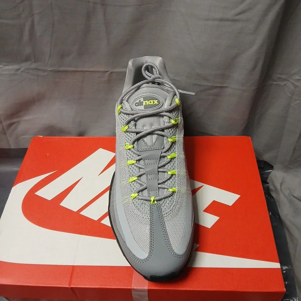 NIKE AIR MAX RUNNING SHOES – MEN'S, GREY/NEON YELLOW UK SIZE 9.5