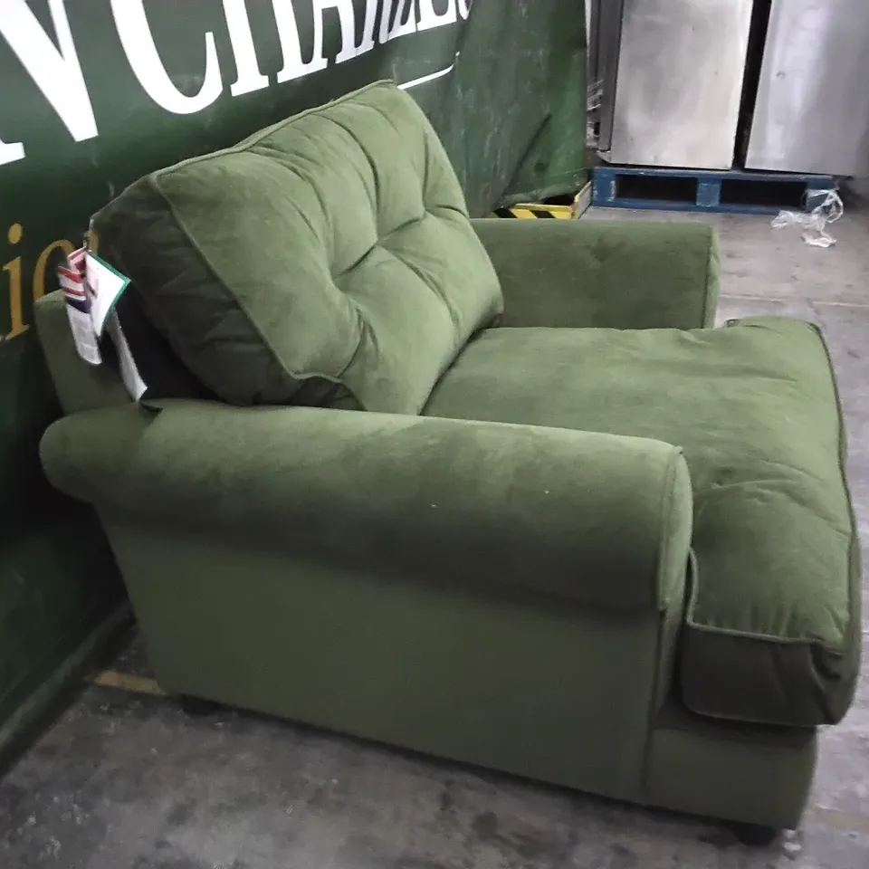 QUALITY BRITISH DESIGNER LOUNGE Co. BRONWYN WOODLAND MOSS FABRIC SNUGGLER