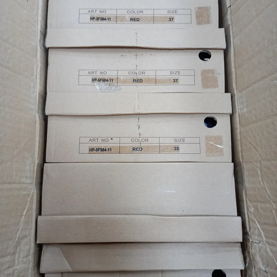 BOX OF 12 PAIRS OF MILAYA BLACK & PINK HIGH HEELS 