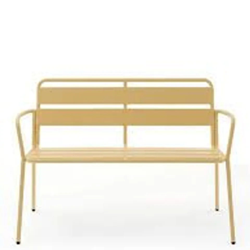 BOXED BUTTERMILK METAL BENCH