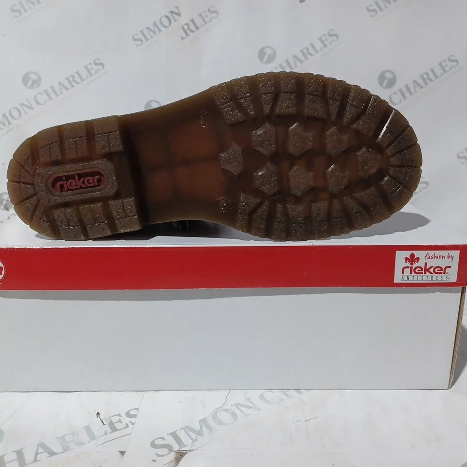 BOXED PAIR OF RIEKER TALL CHELSEA BOOTS IN BRONZE - SIZE 6.5