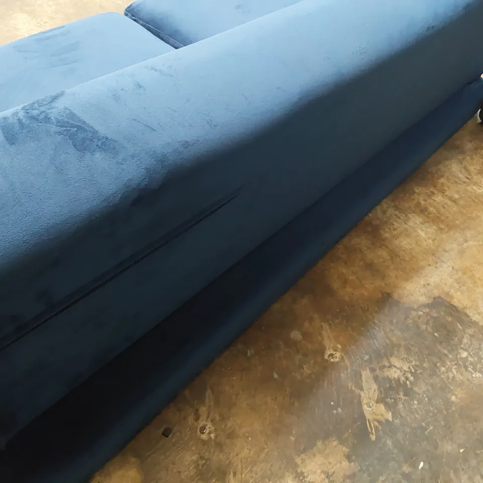 DESIGNER CLICK CLACK SOFA BED BLUE FABRIC 