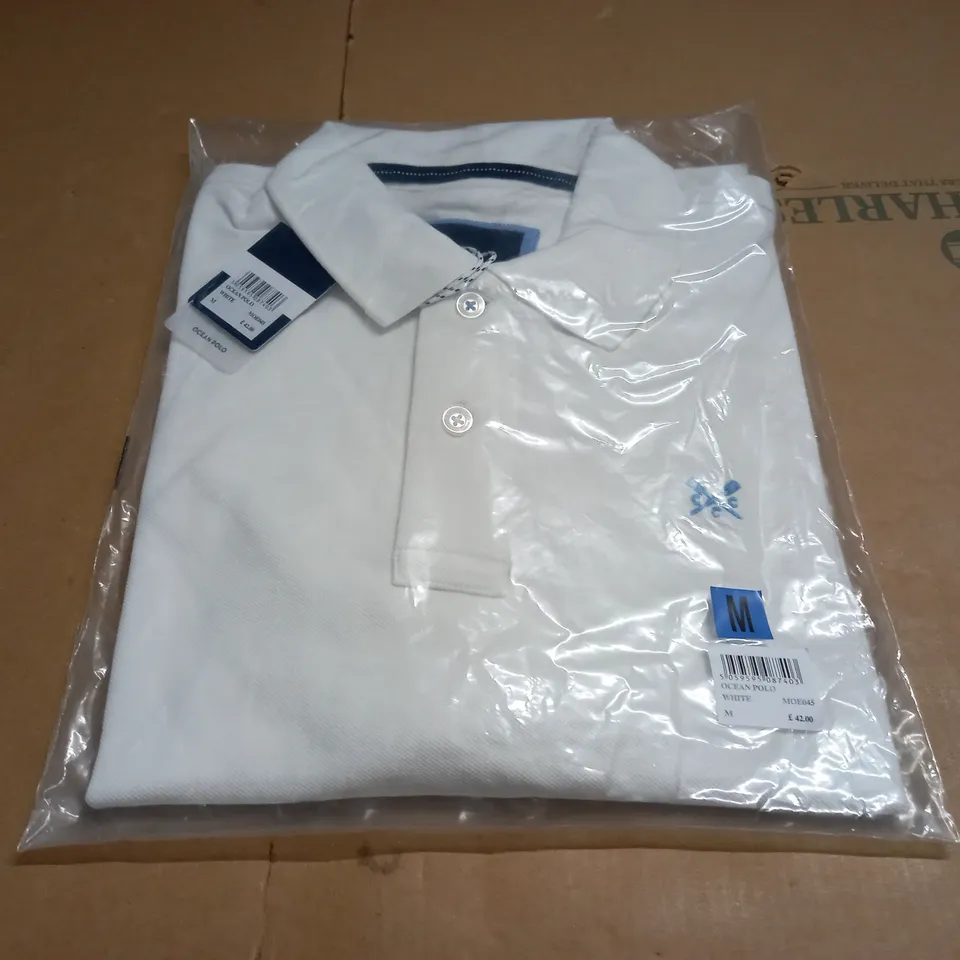 BAGGED CREW CLOTHING OCEAN POLO IN WHITE - M