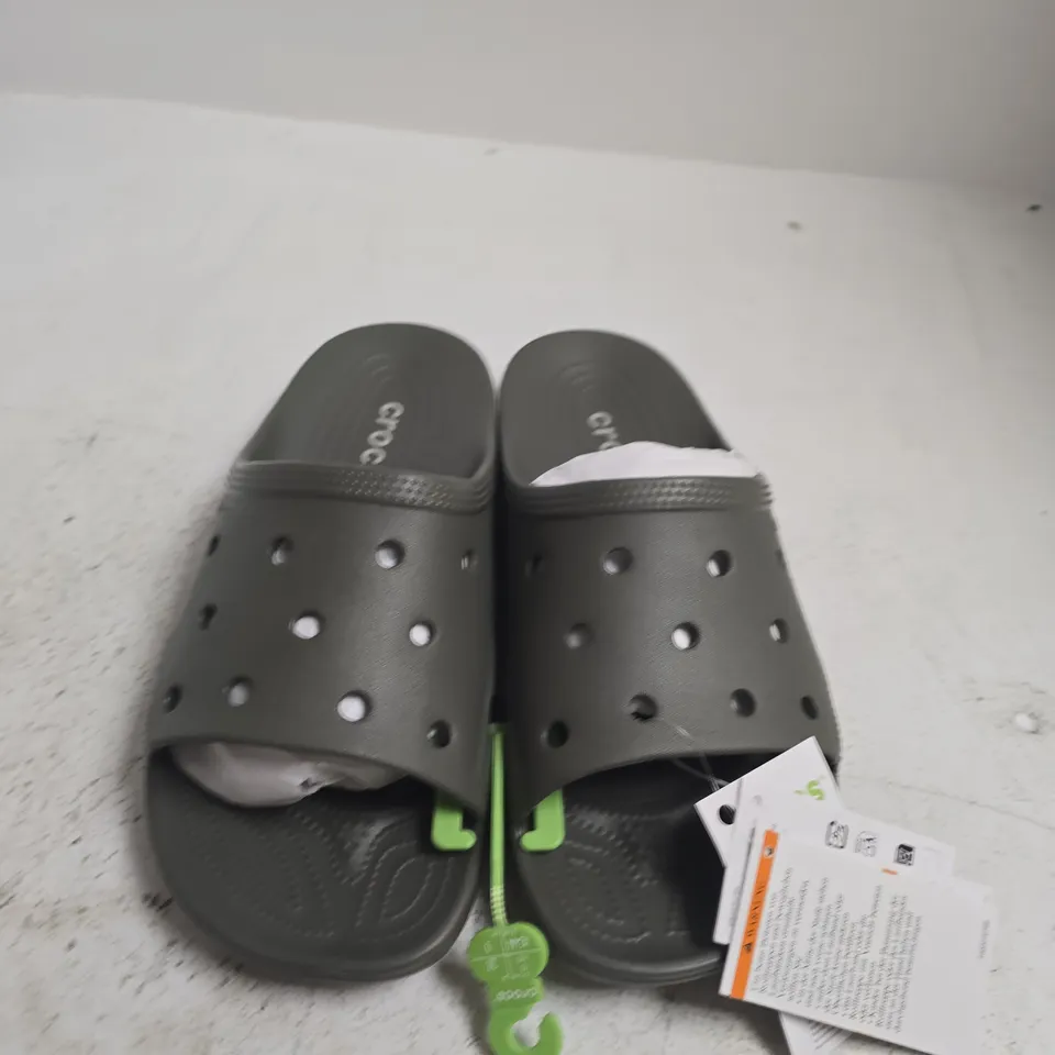 CROCS GREY SLIDES - SIZE 9