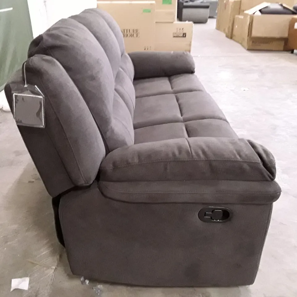 QUALITY DESIGNER MANUAL RECLINER 3 SEATER SOFA - BROWN LEATHER