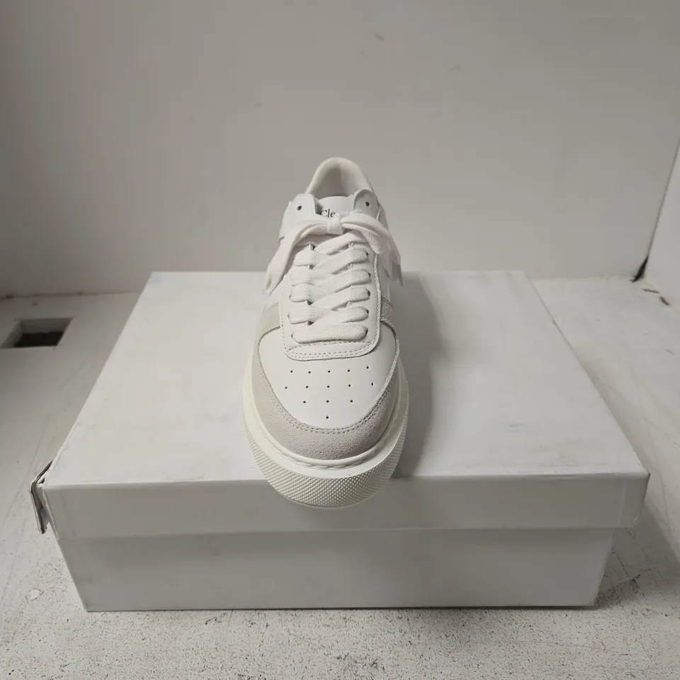 CLEENS COURT WHITE NAPPA TRAINERS – UK 6