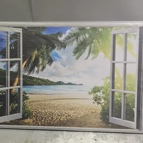 BOXED PARROTPRINT BEACH VIEW CANVAS