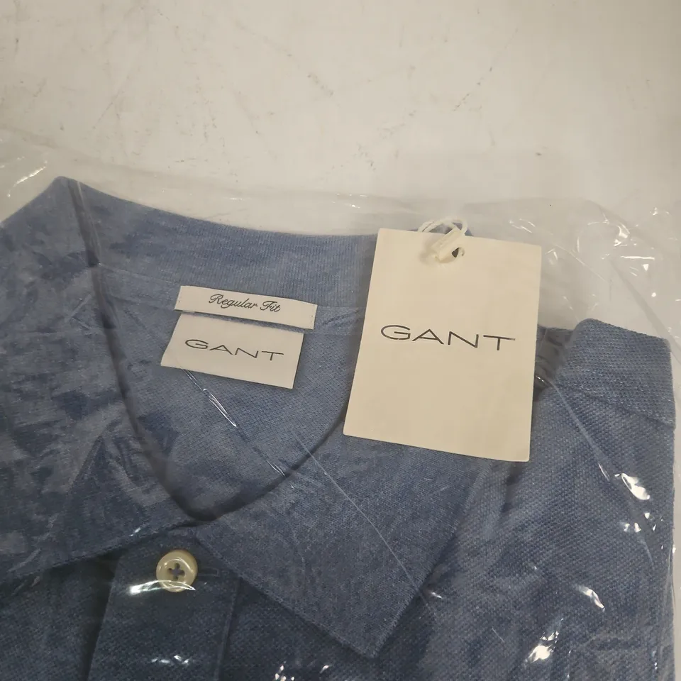 GANT REGULAR FIT DENIM BLUE MELANGE SHIRT – MEN'S, UK SIZE M