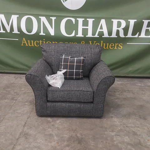 QUALITY DESIGNER ALSOP FABRIC UPHOLSTERED CHAIR - DARK GREY