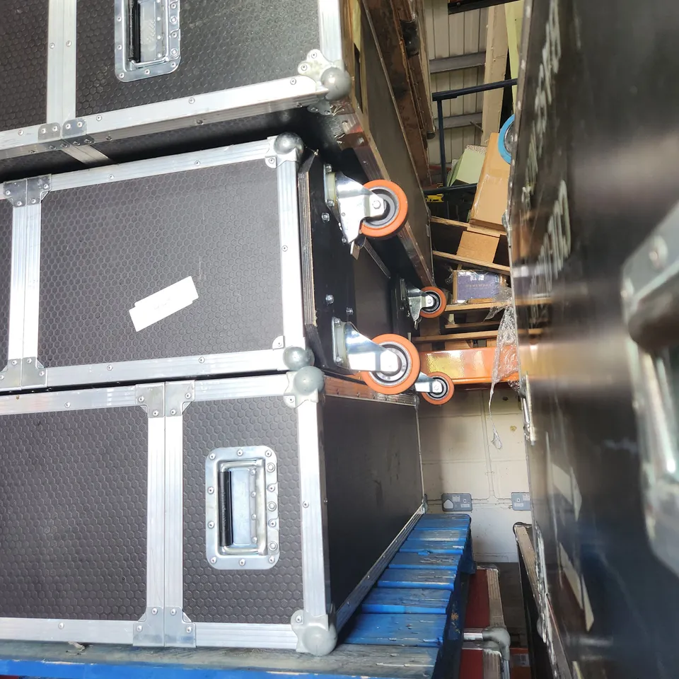 LOT OF 3 LONG MEDIUM SIZED BLACK FLIGHT CASES