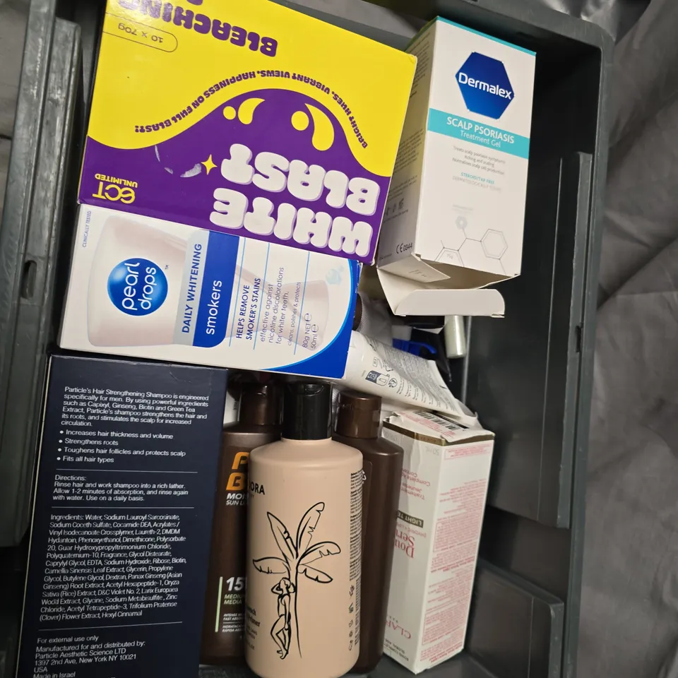 HEALTH & BEAUTY LOT: PARTICLE MEN’S FORMULA DAILY CARE HAIR STRENGTHENING SHAMPOO 400ML; CAREX CHERRY ON TOP HAND WASH 400ML; DERMALEX SCALP PSORIASIS TREATMENT GEL BOX