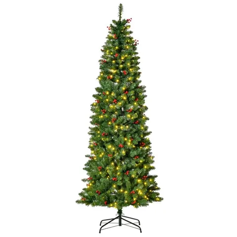 BOXED PRE-LIT ARTIFICIAL PENCIL CHRISTMAS TREE WITH WARM WHITE LED LIGHT (1 BOX)
