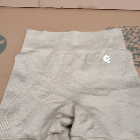 GYM KING GREY ATHLETIC SHORTS WITH LOGO WAISTBAND SIZE 6-8