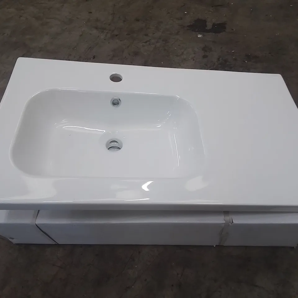 BOXED AS NEW CALYPSO AQUARA 800MM CERAMIC VANITY TOP - 480X830X200MM