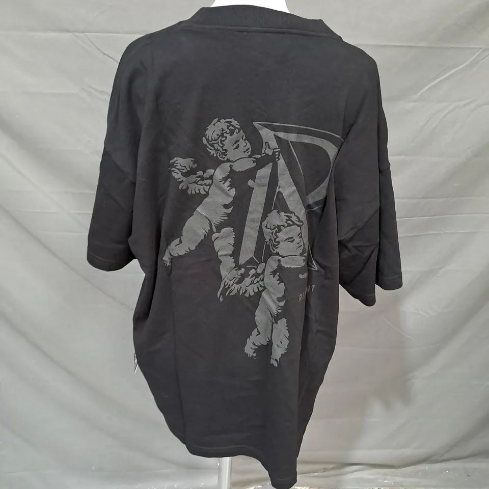 REPRESENT CHERUB INITIAL JERSEY TSHIRT IN JET BLACK SIZE L 