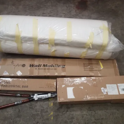 PALLET CONTAINING ASSORTED PRODUCTS INCLUDING LEVEL HORIZONTAL BAR, CLOTHES AIRER, GARDEN SHEARS, 3D ART WALL MOLDING & MATTRESS TOPPER