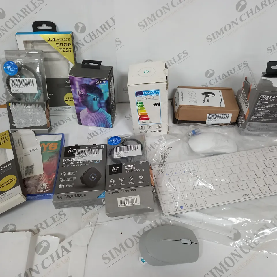 APPROXIMATELY 20 ASSORTED ELECTRICAL ITEMS INCLUDING RAPOO KEYBOERD MOUSE COBO, WIRELESS SPEAKER