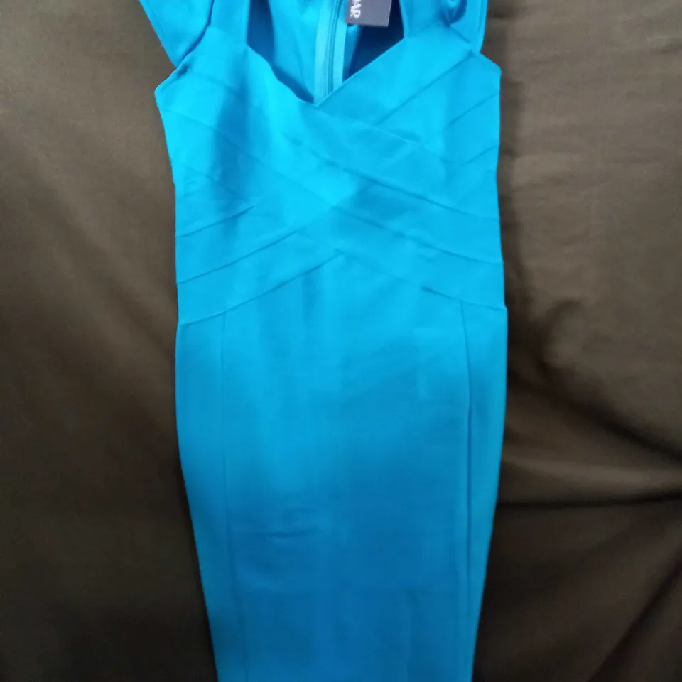 SOSANDER SWEETHEART SHORT SLEEVE BANDAGE DRESS IN BLUE - SIZE 14