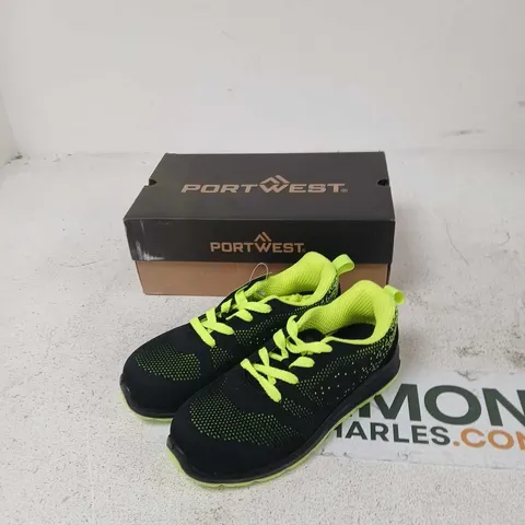 PORTWEST FT25 AIR TRAINER S1P SAFETY SHOE – UK 3 (EU 36), BLACK/NEON LIME
