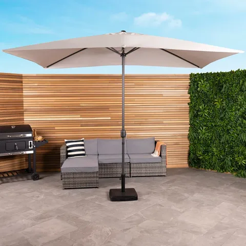 BOXED ORLANDO 300CM x 200CM RECTANGULAR MARKET PARASOL - LIGHT GREY (1 BOX)