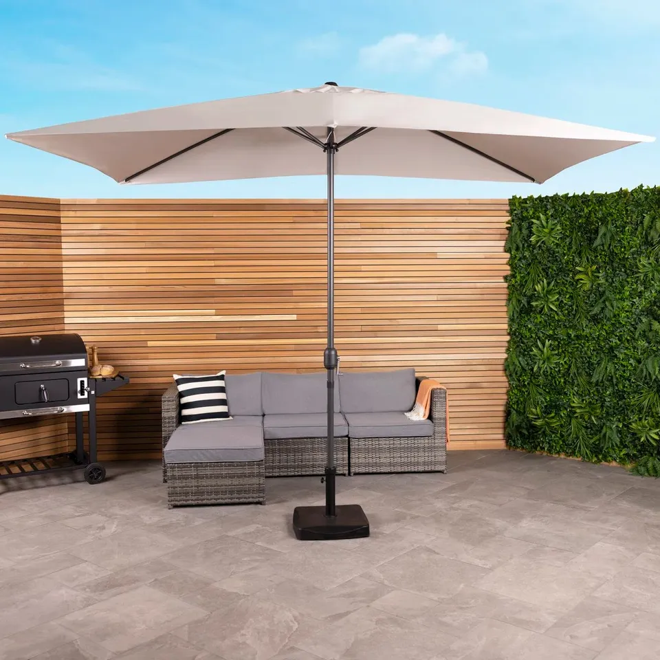 BOXED ORLANDO 300CM x 200CM RECTANGULAR MARKET PARASOL - LIGHT GREY (1 BOX)