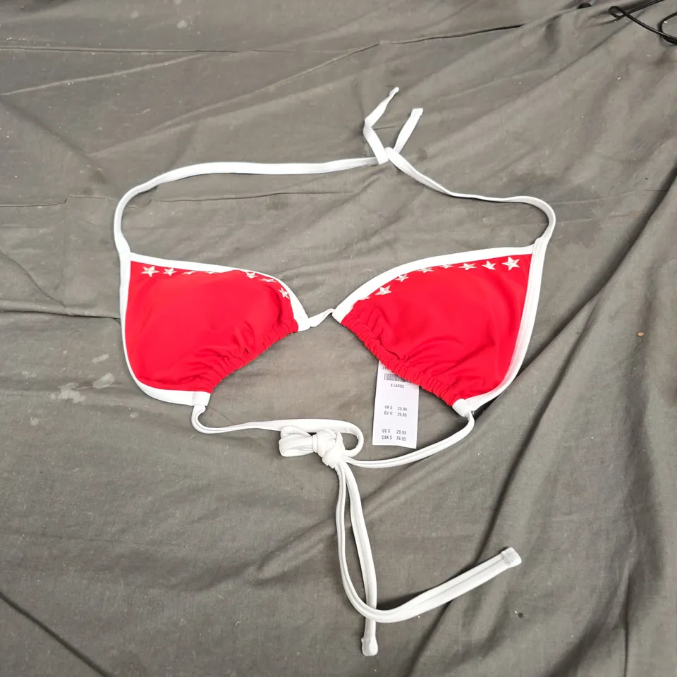 HOLLISTER RED BIKINI TOP WITH WHITE TRIM – WOMEN’S SWIMWEAR