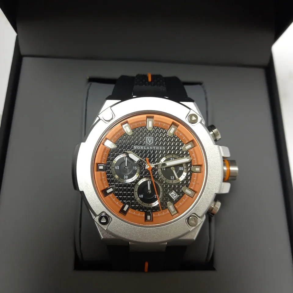 VONLANTHEN TRIPLE DIAL RUBBER STRAP WATCH