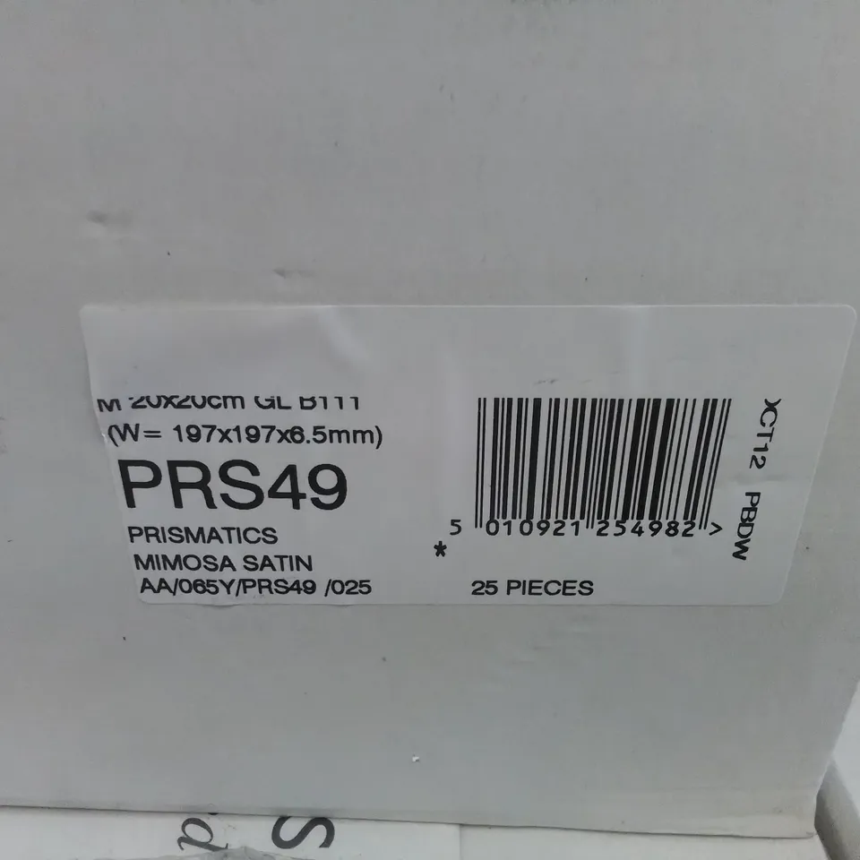 PALLET TO CONTAIN APPROX. 96 X PACKS OF JOHNSON BRAND NEW GLAZED WALL TILES IN MIMOSA SATIN - 25 TILES PER PACK // TILE SIZE: 197 X 197 X 6.5mm