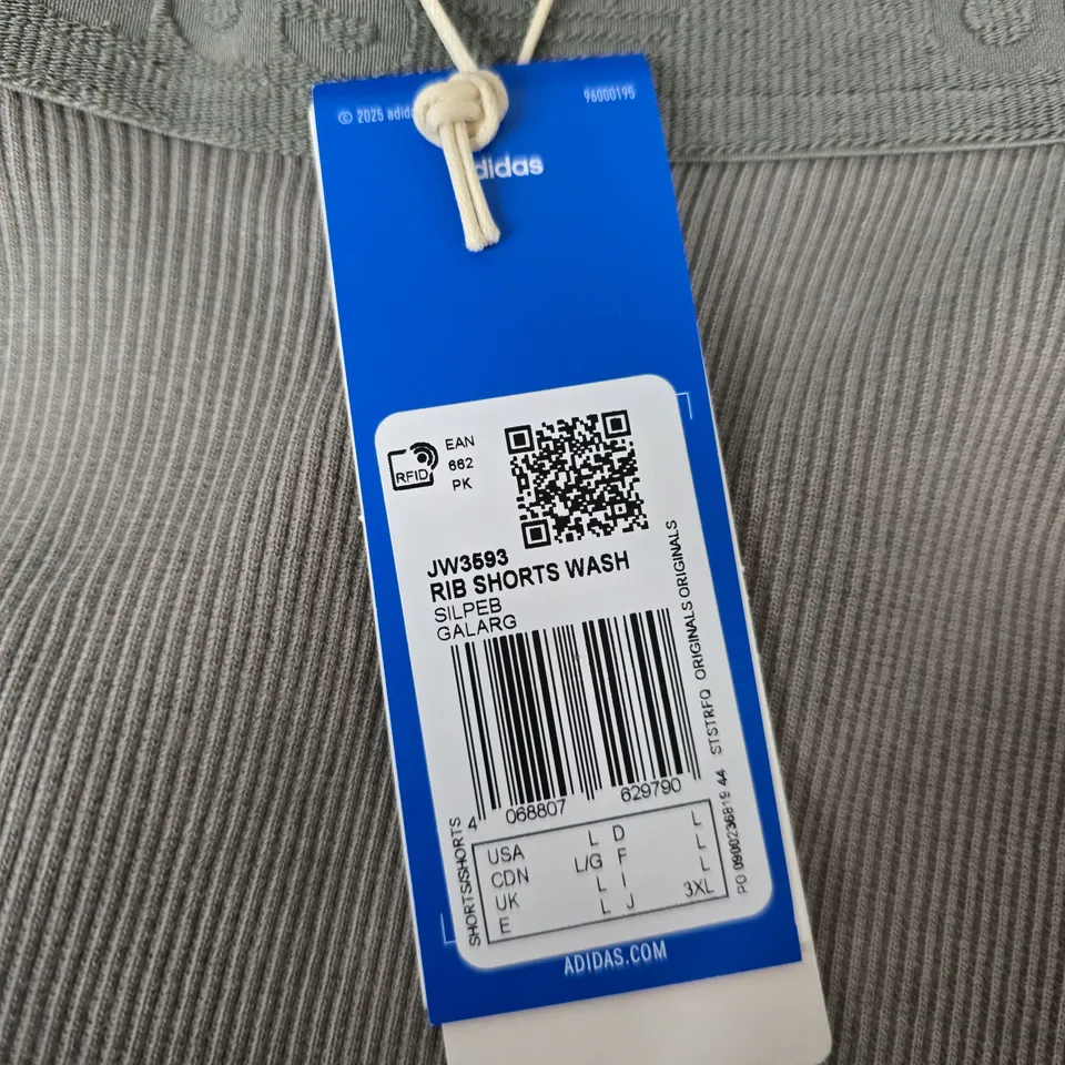 ADIDAS ORIGINALS JW3593 RIB SHORTS WASH – GREY RIBBED, UK L